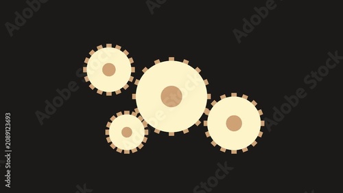 Rotating mechanical gears animation: industrial engineering concept for business process, automation, and teamwork strategy 4k