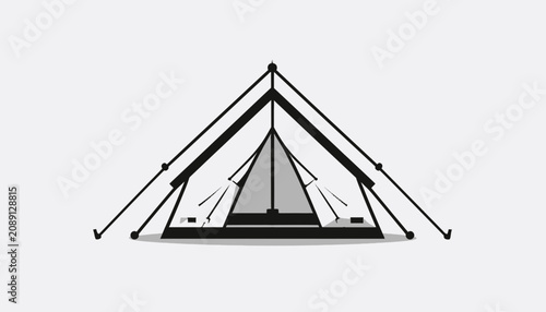 Canvastavla Black and white illustration of tent.