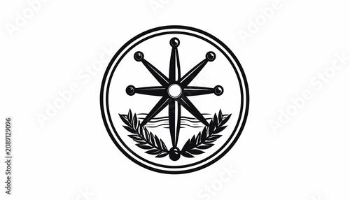 Foto Black and white compass logo symbol.