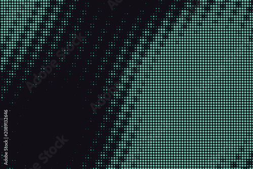 Obraz na plátně Abstract halftone gradient with cyan-green pixelated texture pixelation