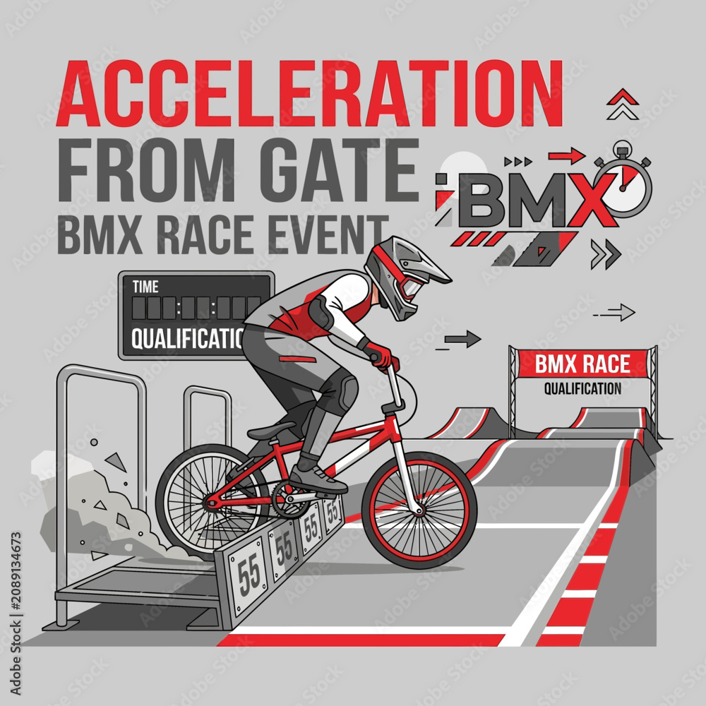 Obraz premium Dynamic BMX Race Start Graphics For Extreme Sports Enthusiasts And Event Promotions