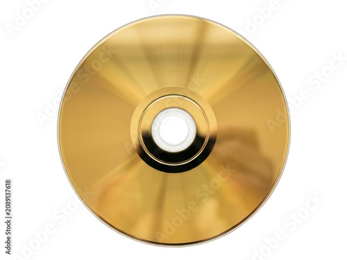 Blurry golden cd on white