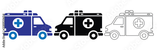 Konstfotografi Modern Medical Ambulance Van Vector Icon With Emergency Healthcare Transport Fla