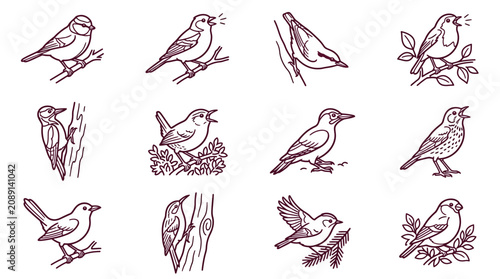Bild auf Leinwand Garden Bird Icon Set