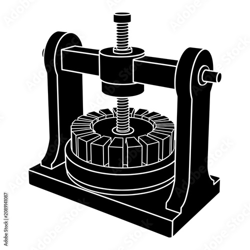 Industrial screw press icon vector illustration on white background.