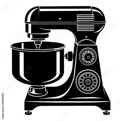 Kitchen stand mixer silhouette vector illustration for culinary design use.