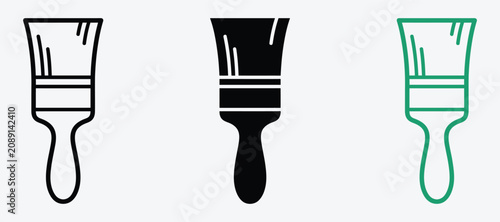 Paint brush tool icons for painting and diy projects with painting renovation equipment industrial silhouette creative
