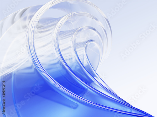 Tableau sur toile Elegant 3D abstract background with water splashes, sea or ocean waves of smooth layered transparent glass ribbons