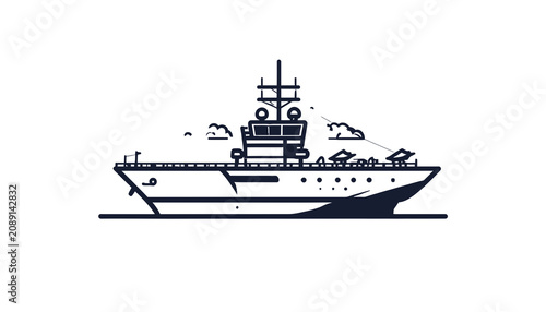 Foto Large Military Warship Naval Vessel.