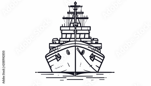 Foto Large Naval Ship Vessel Ocean Transport.