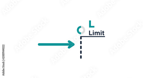 Obraz na plátně Green arrow pointing to a limit sign symbol.