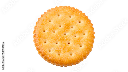 Tableau sur toile Single round crispy salty cracker biscuit snack food isolated on transparent bac