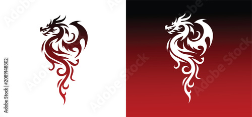 Φωτογραφία Tribal Dragon Logo Vector – Fierce Mythical Mascot Emblem for Gaming and Brand I