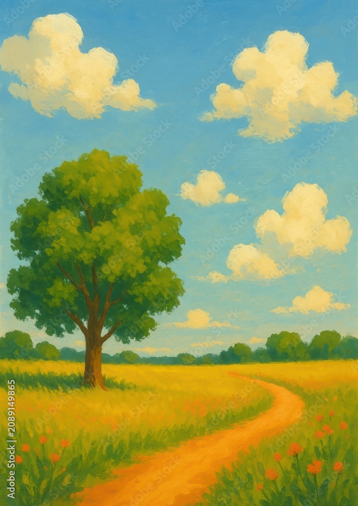 Naklejka premium Serene landscape with vibrant colors.