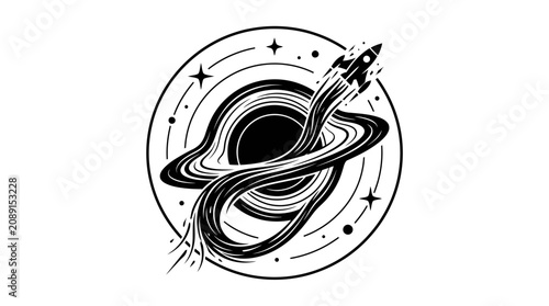 Rocket Launching from Black Hole, Space Exploration, Cosmic Journey