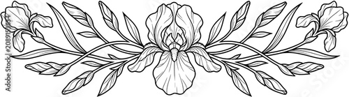 Delicate floral vine with blooming flower centerpiece.