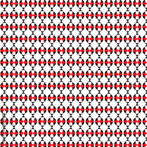 Red and Black Geometric Seamless Pattern on White Background