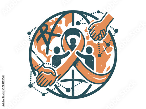 Graphic illustration of a global health awareness network