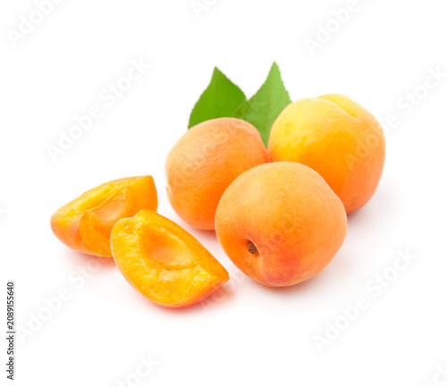 Sweet apricots with leaves