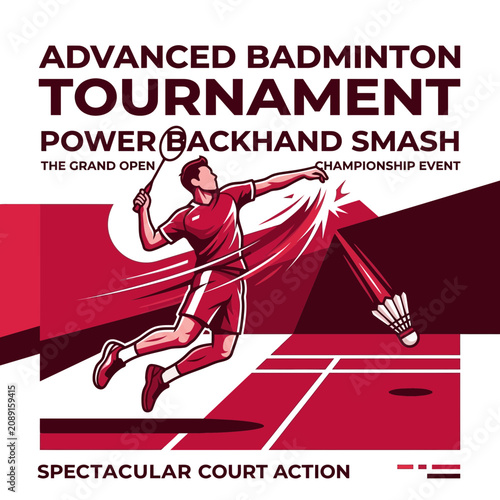 Dynamic Badminton Power Smash Championship Event Illustration