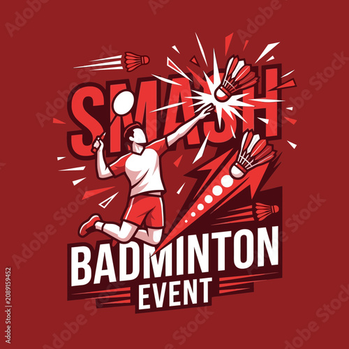 Dynamic Badminton Smash Action Event Poster Design