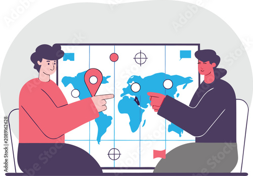 Market analysis map illustration