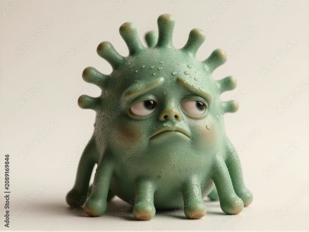 Fototapeta premium Single Swamp Green Microbe Character