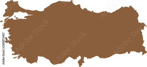 Obraz na płótnie Brown silhouette map of Turkey vector illustration isolated on white background