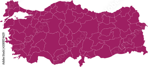 Photos Purple Turkey map with provinces vector illustration isolated on white backgroun