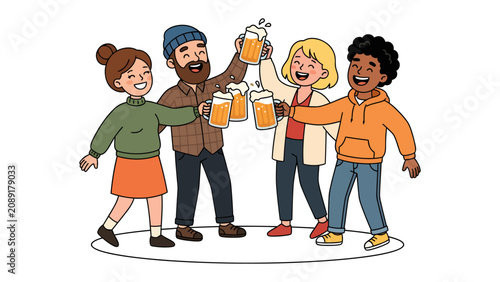 Fotografie Friends toasting with beer