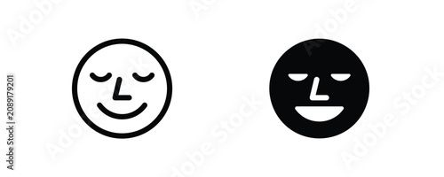 Laughing smiley icon. Good mood. Happy face, Smiling Face Laugh Positive People Open Mouth icons button, vector, sign, symbol, logo, illustration, editable stroke, flat design style isolated on white