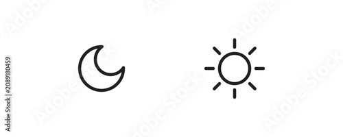 Brightness icon, sun moon icon vector illustration line and flat icons set, editable stroke isolated on white, linear vector outline illustration, symbol logo design style