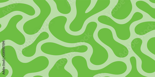 Abstract green amoeba blob seamless pattern.