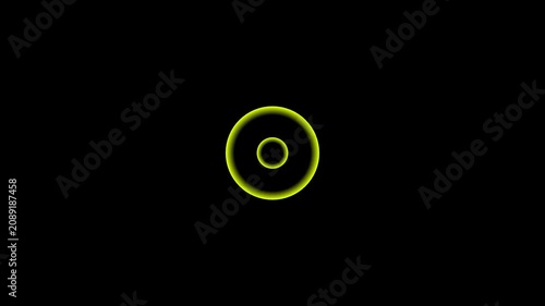 Digital radio waves screen animation on black background. Radial fade wave for sound, swirl, radio and sonar. Abstract