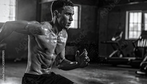 Intense Workout Session in a Gritty Gym.