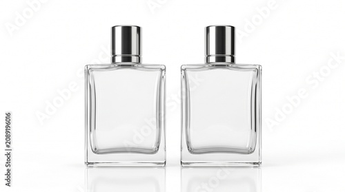 two empty perfume bottle in white background for branding