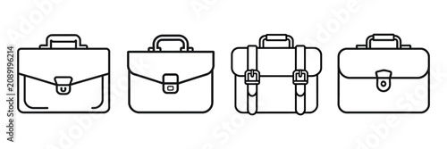 Fotografie Briefcase vector icons with business bag outline, attache case linear symbols, office luggage design, editable isolated professional vector illustration