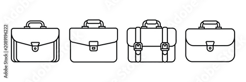 Billede på lærred Briefcase vector icons with business bag outline, attache case linear symbols, office luggage design, editable isolated professional vector illustration