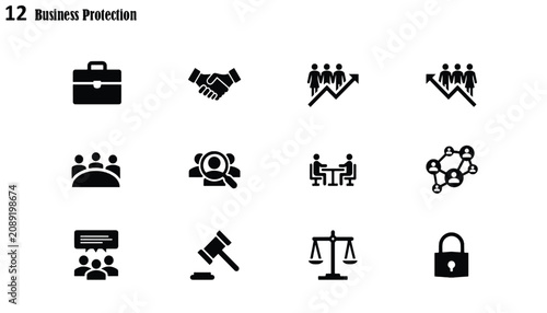 Fotografi Business Protection Icons Set