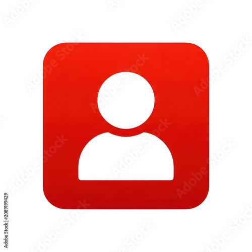 Red square user profile icon with white person silhouette