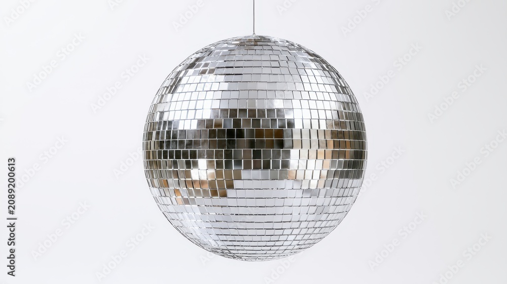 Fototapeta premium Shiny disco ball reflecting light, isolated on white background