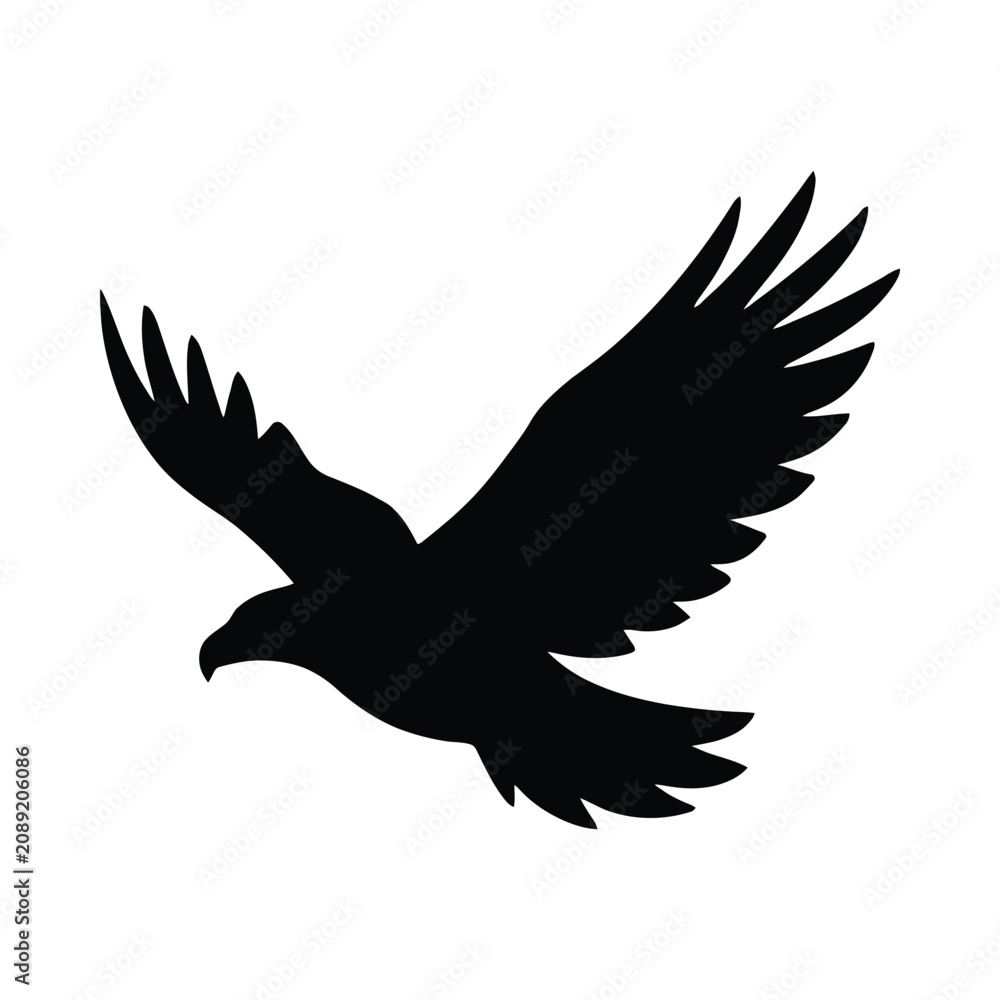 Fototapeta premium Eagle Silhouette Against A White Background A Dramatic Avian Form