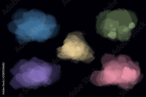 Hand Drawn Watercolor Splatter Abstract Landscape Background On Black