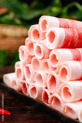 Premium Rolled Lamb Slices for Hot Pot Cooking - Gourmet Asian Cuisine Meat Preparation