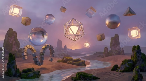 fantasy landscape with the moon