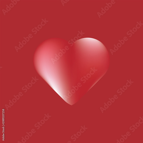 Glossy Red Heart Icon on Red Background