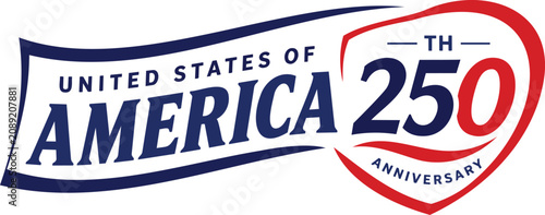 Fotografia United States 250th anniversary logo with red white and blue commemorative desig