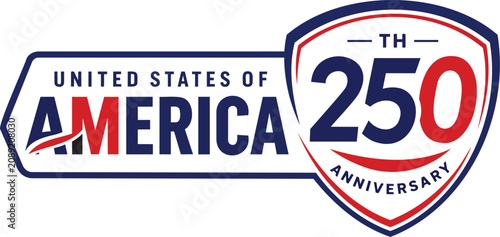 Obraz na plátně United States 250th anniversary heart shaped patriotic logo commemorative design