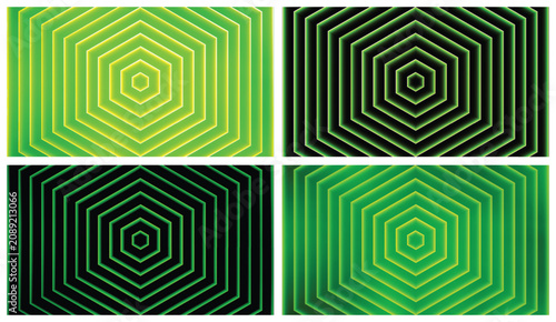 Obraz na plátně Collection of four intense fiery red 3D geometric hexagon patterns