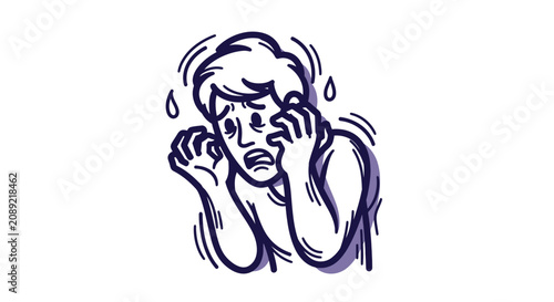 Konstfotografi Illustration of a distressed woman crying with hands on face.